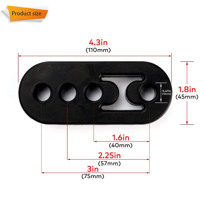 NORSMIC Exhaust Hanger Rubber Muffler Hanger Universal-(2PCS), Hole Diameter 12mm (0.47inch) Universal, Muffler Bracket Mount, High Density Rubber Isolator Insulator - Image 2